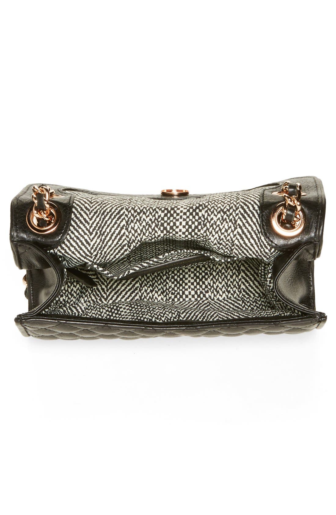 'Mini Quilted Affair with Studs' Shoulder Bag, Alternate, color, BLACK