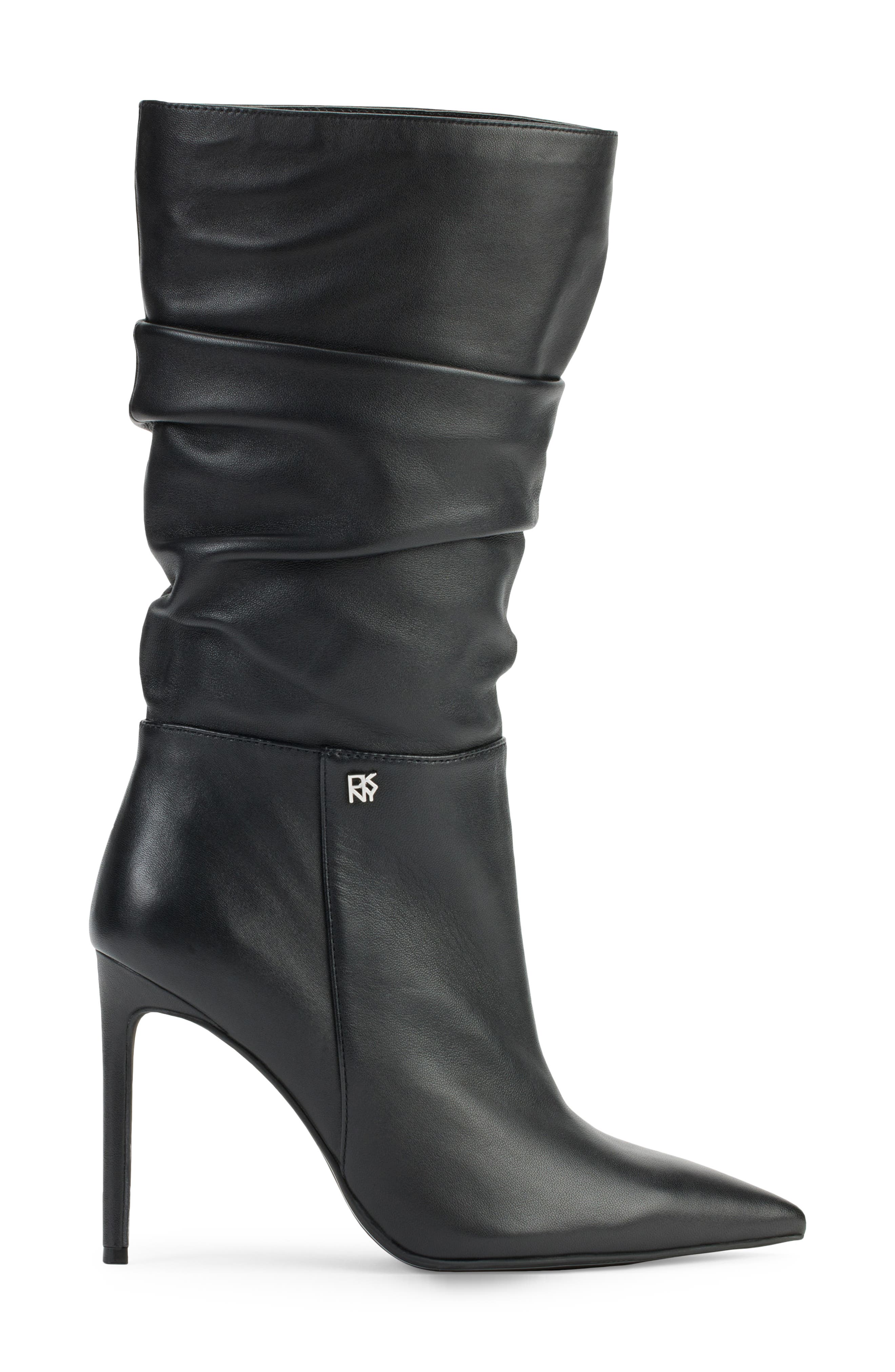 DKNY Maliza Pointed Toe Slouch Boot, Alternate, color, Black