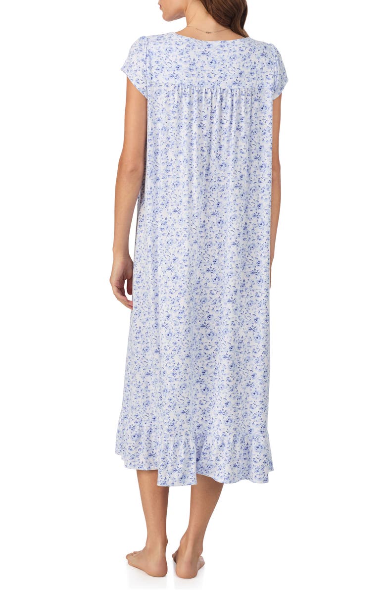 Eileen West Floral Cap Sleeve Nightgown, Alternate, color, White/ Blue Flower