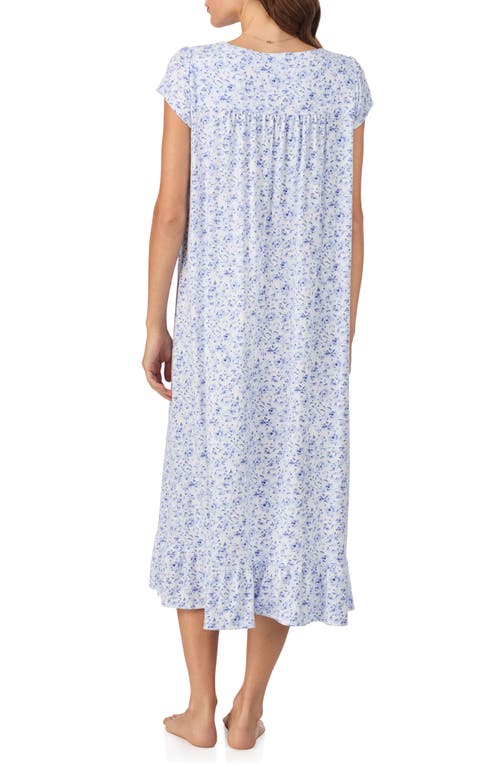 Eileen West Floral Cap Sleeve Nightgown In Blue
