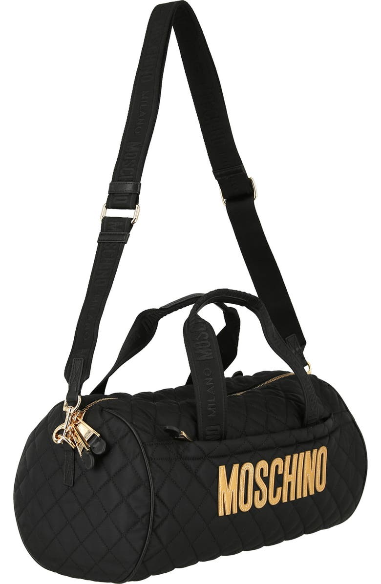 Moschino Travel Quilted Duffle Bag, Alternate, color,