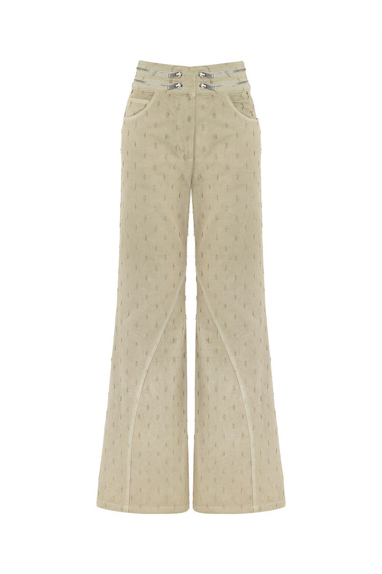 Wide Leg Jeans with Zipper Detail at Waist, Main, color, Khaki