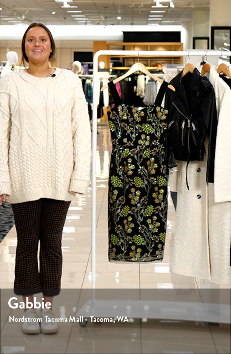 Nicole Sequin Floral Embroidered Sheath Cocktail Dress, sales video thumbnail