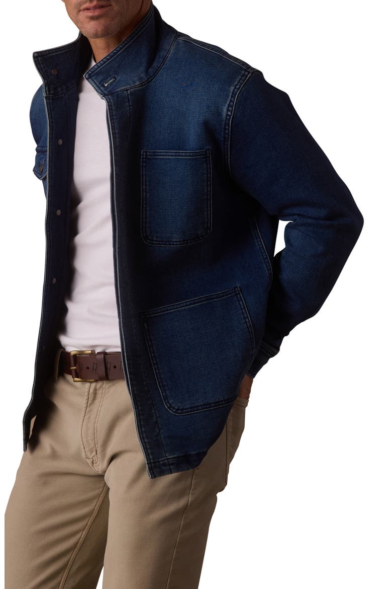 Comfort Terry Denim Chore Coat, Alternate, color, DARK WASH