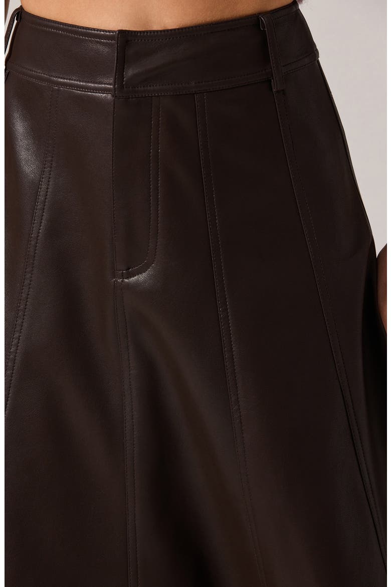 Zhuri Faux Leather A-Line Midi Skirt, Alternate, color, DARK BROWN