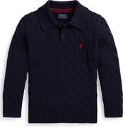 Polo Ralph Lauren Kids' Cable Knit Cotton Polo Sweater