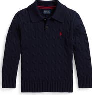Polo Ralph Lauren Kids' Cable Knit Cotton Polo Sweater