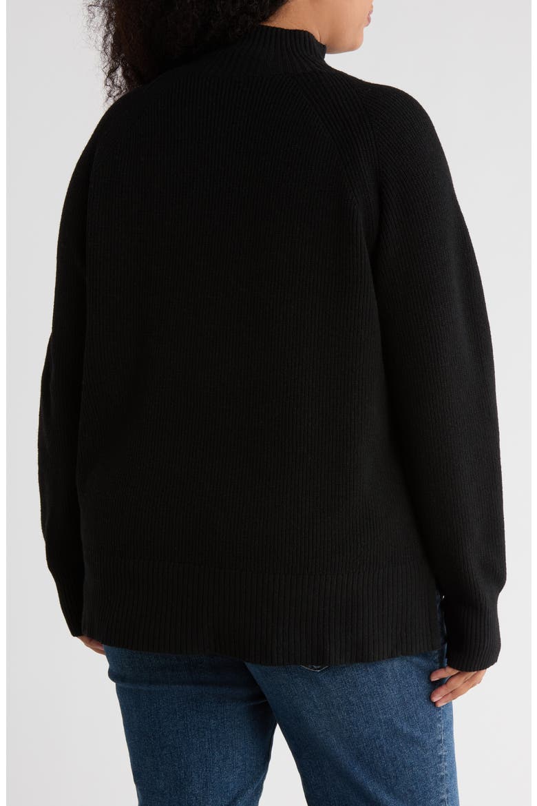 Mock Neck Raglan Sleeve Sweater, Alternate, color, BLACK