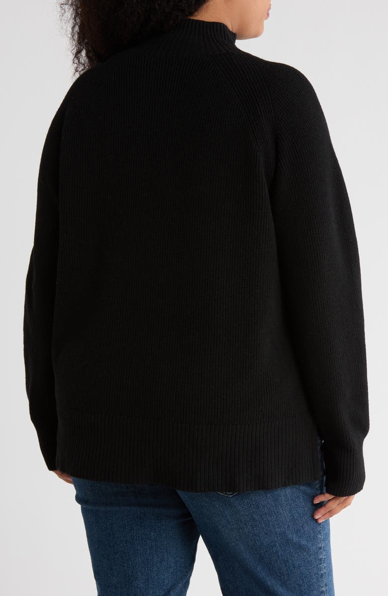 NORDSTROM RACK Mock Neck Raglan Sleeve Sweater, Alternate, color, Black