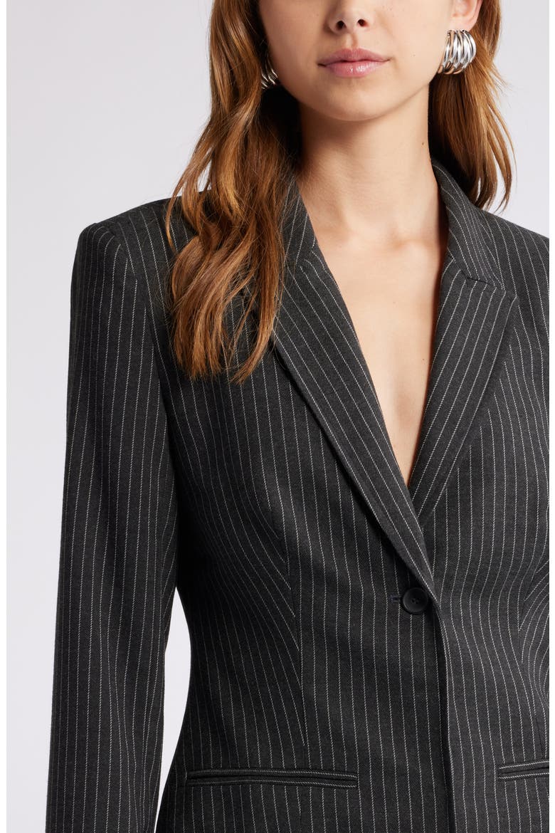 Pinstripe Long Sleeve Blazer Minidress, Alternate, color, GREY DARK CHARCOAL STRIPE