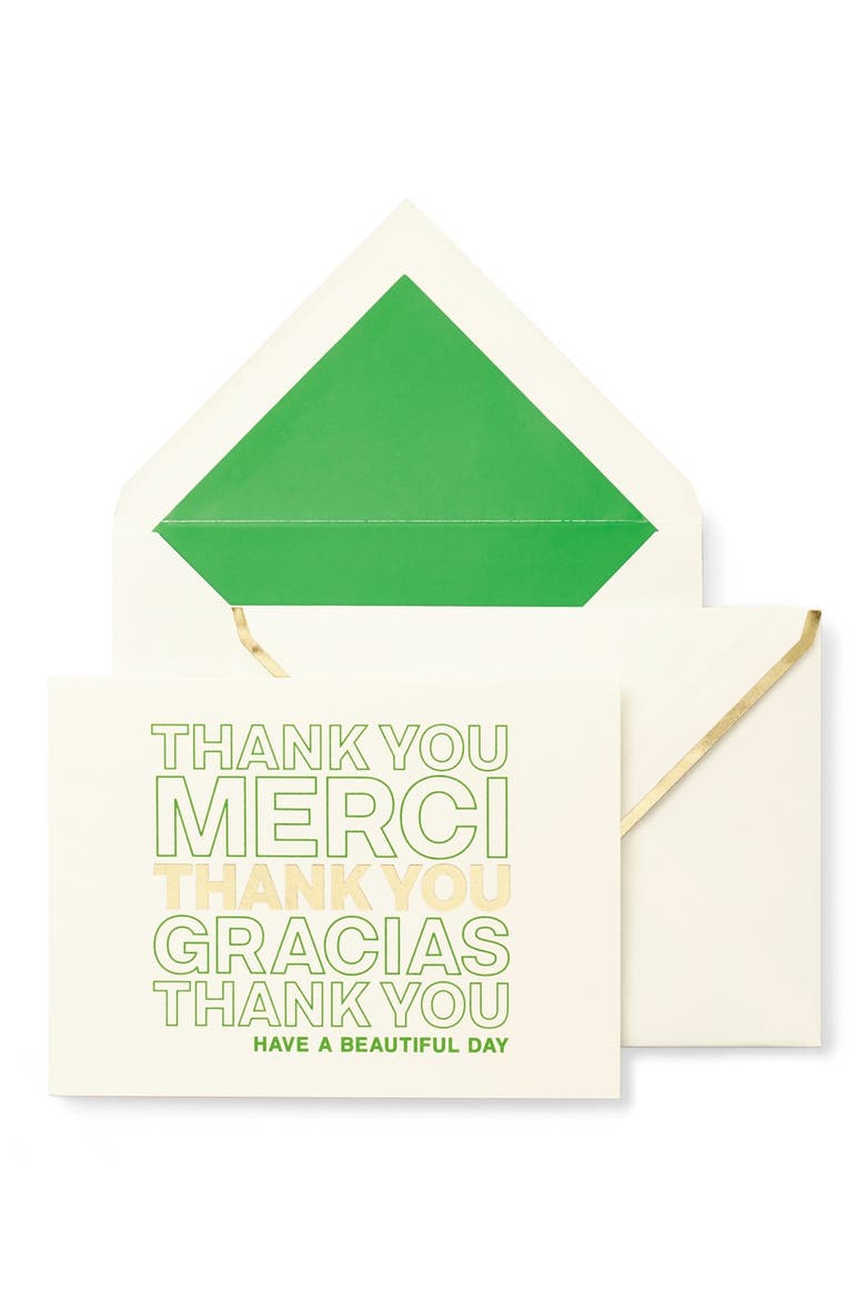 'thank you' correspondence cards, Main, color, GREEN