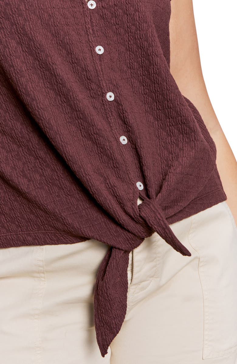 Sanctuary Vacation Textured Tie Front Button-Up Tank, Alternate, color, Mesa