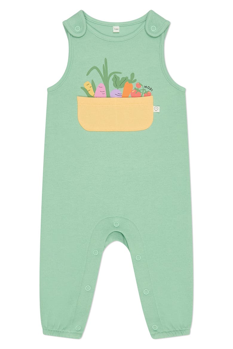 Printed Pocket Romper, Main, color, LILYPAD GREEN