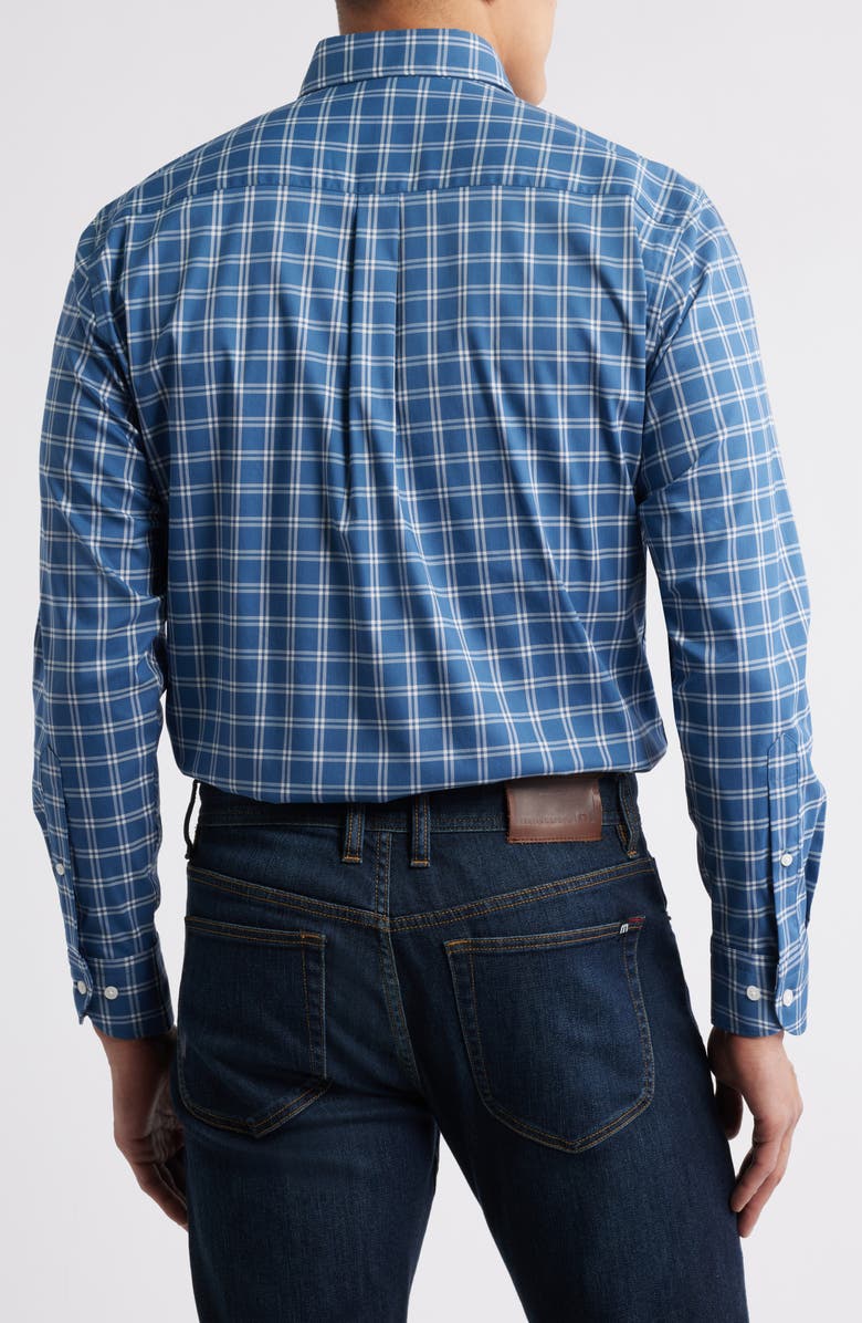 Peter Millar Plaid Performance Button-Down Shirt, Alternate, color, Blue Haze