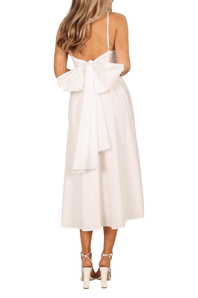 Alice Bow Back Sleeveless Midi Dress, Alternate, color, WHITE