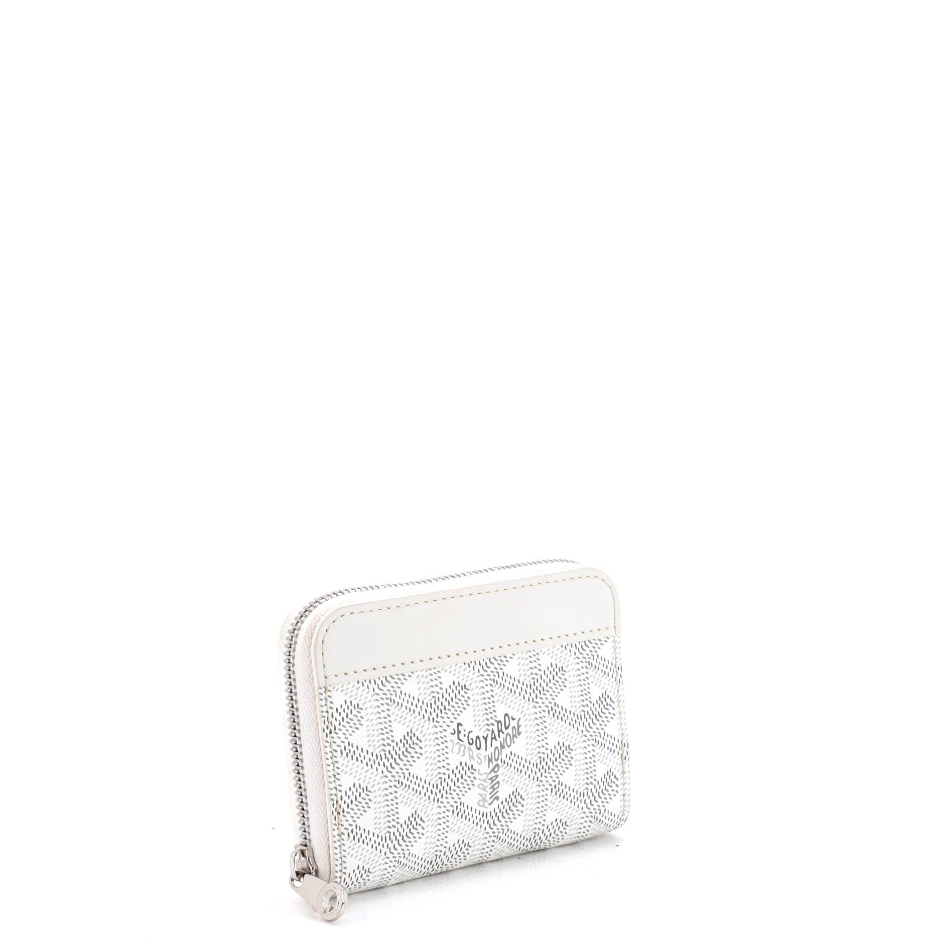 Matignon Zip Wallet Coated Canvas with Leather PM, Alternate, color, White