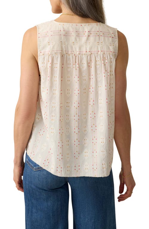 Faherty Skylar Beaded Tie Neck Dobby Top In Neutral