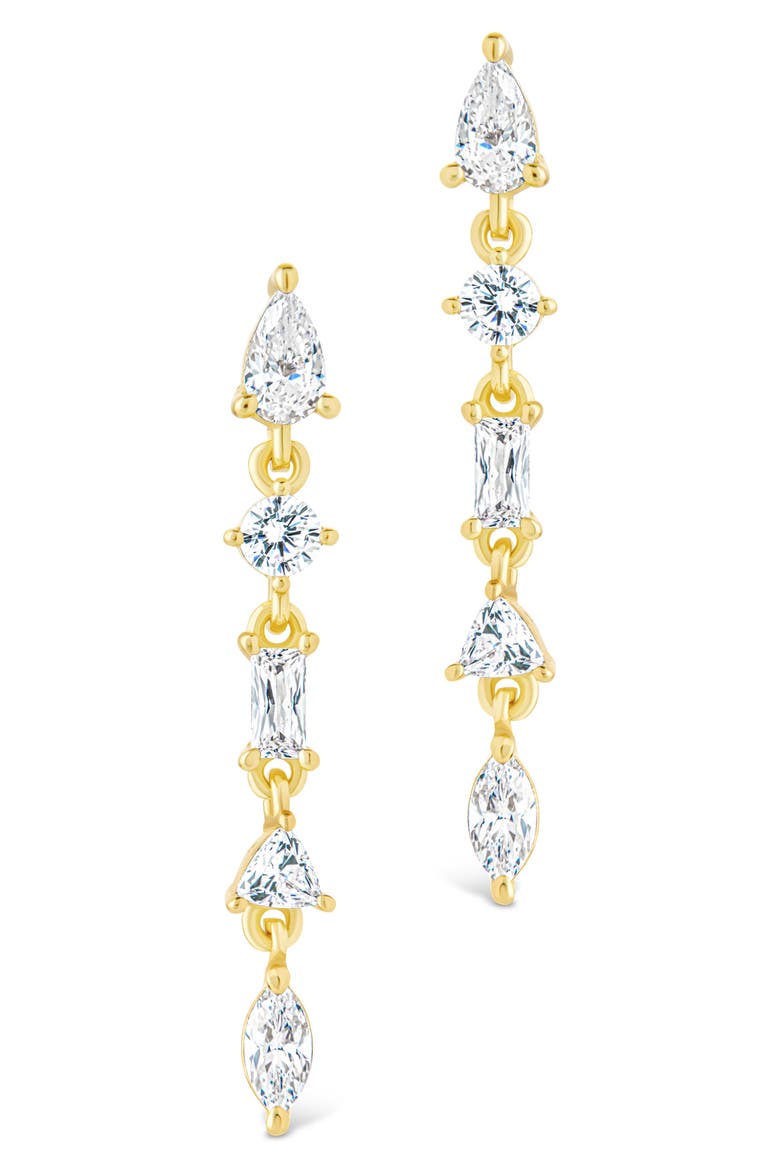 Jacinda Cubic Zirconia Drop Earrings, Alternate, color, GOLD