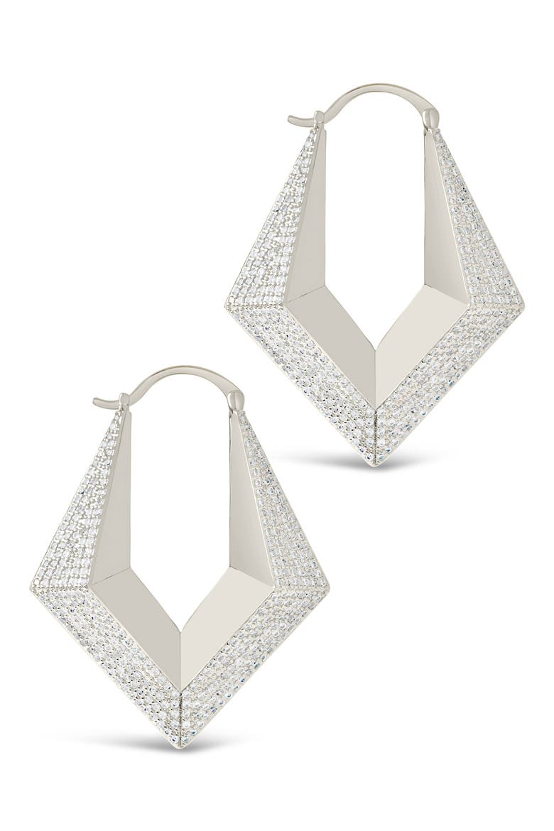 Charlize Pavé Hoop Earrings, Alternate, color, SILVER