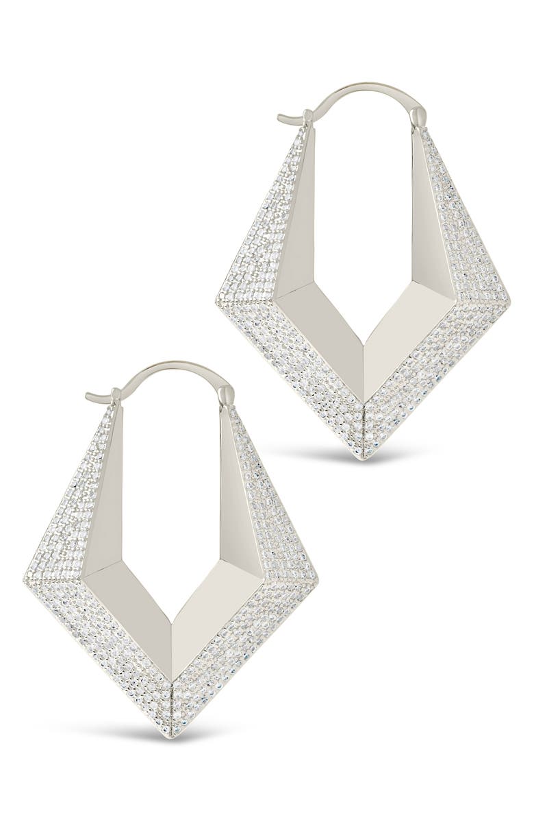 Sterling Forever Charlize Pavé Hoop Earrings, Alternate, color, 