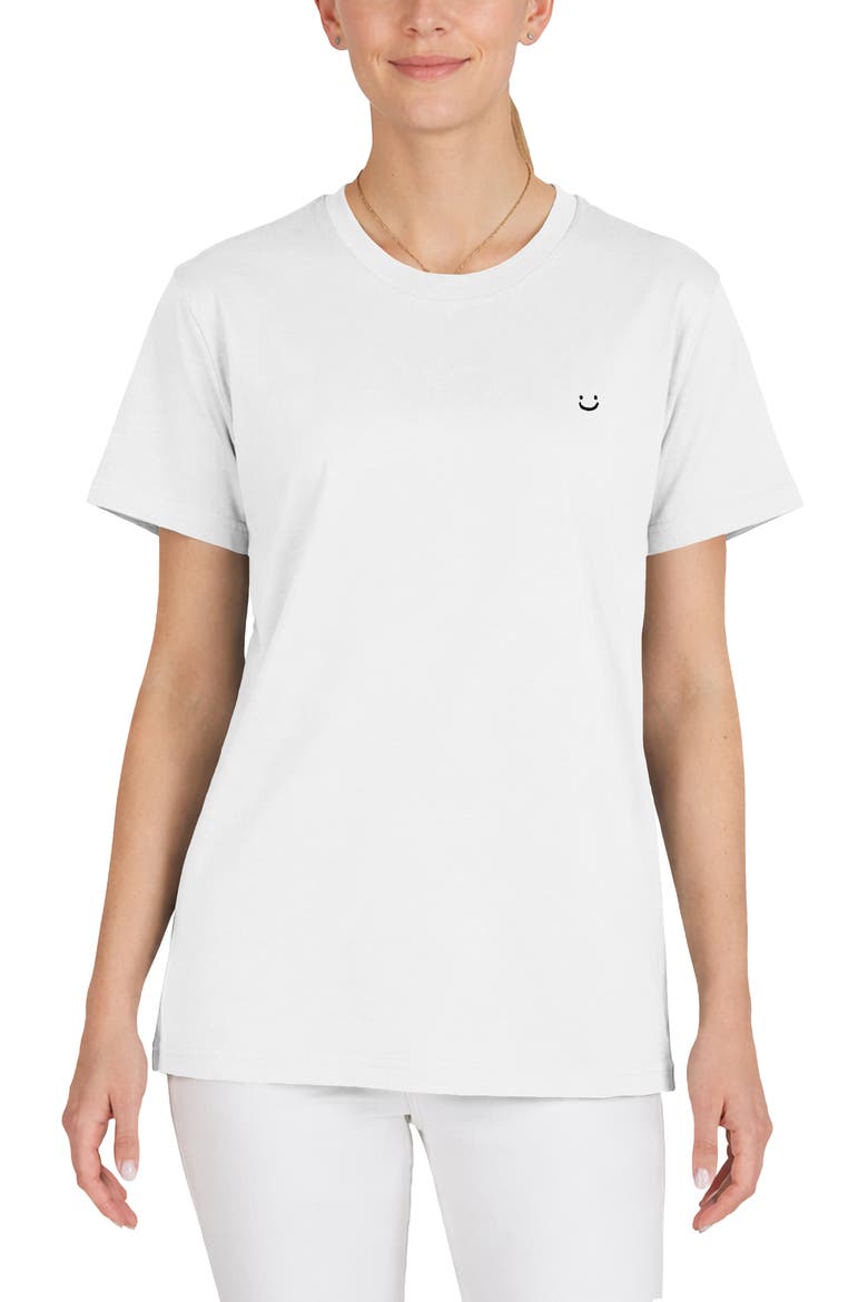 Womens Lil Smile Jersey Relaxed Tee, Main, color, White