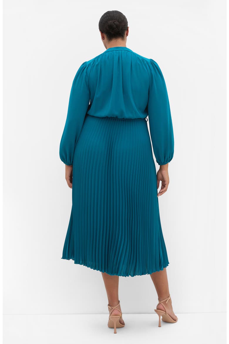 Halle Long Sleeve Pleated Maxi Dress, Alternate, color, JADE