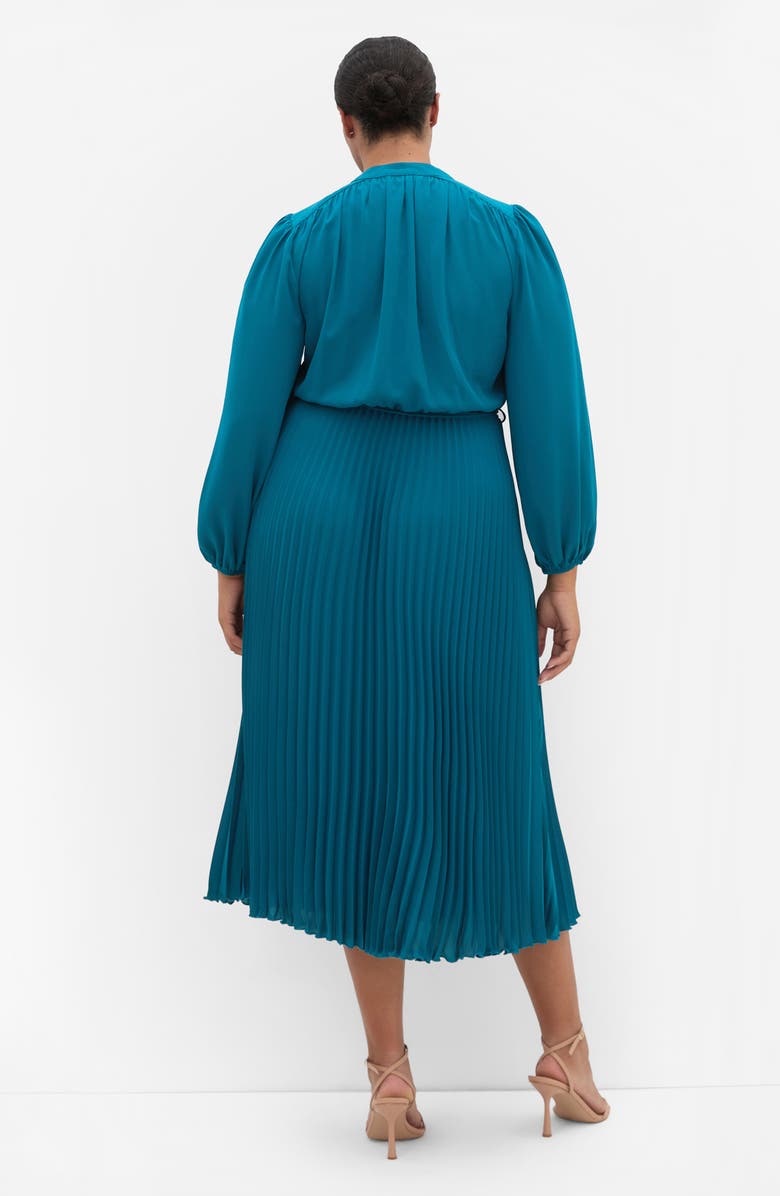 City Chic Halle Long Sleeve Pleated Maxi Dress, Alternate, color, Jade