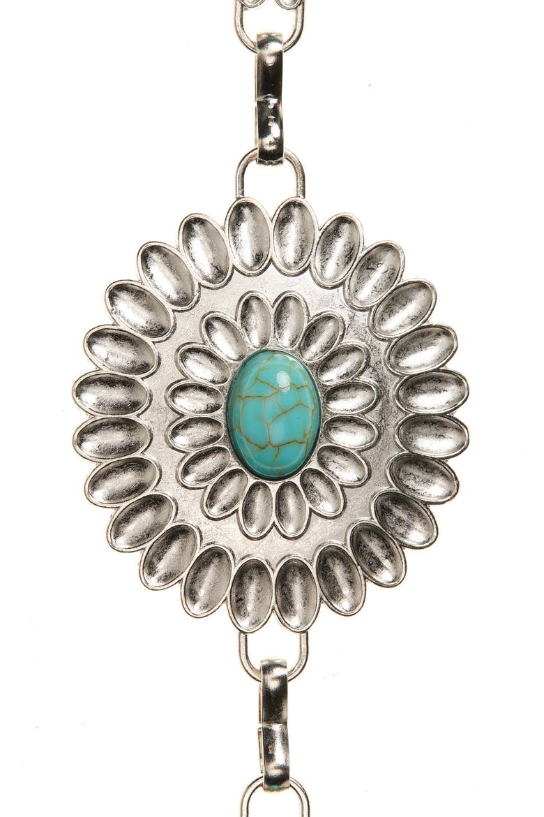 Circular Chain Belt, Alternate, color, SILVER- TURQ