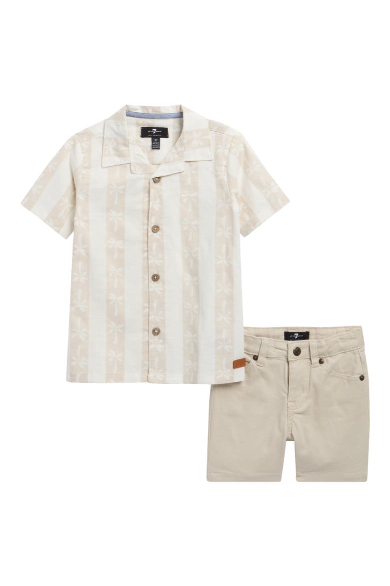 Kids' Camp Shirt & Twill Shorts Set, Main, color, VANILLA