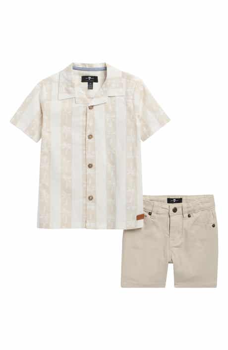 7 For All Mankind Kids' Camp Shirt & Twill Shorts Set