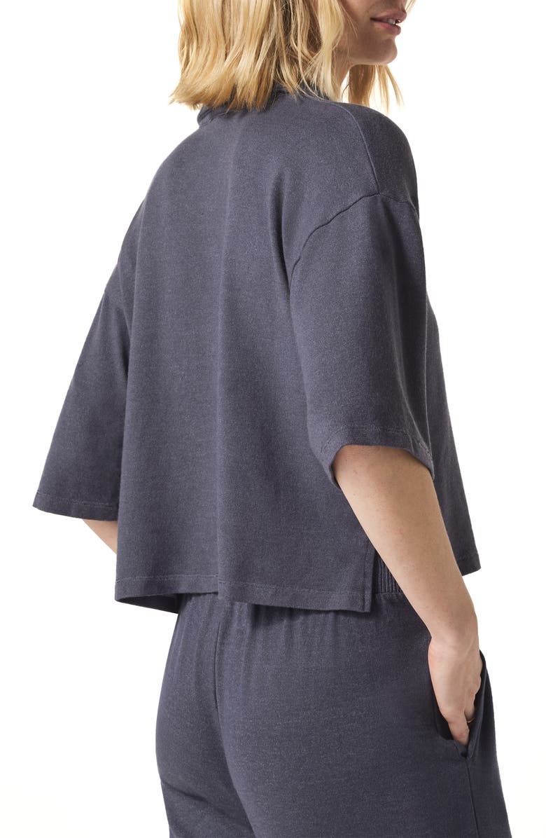 Splendid Brooke Johnny Collar Top, Alternate, color, Ash Navy