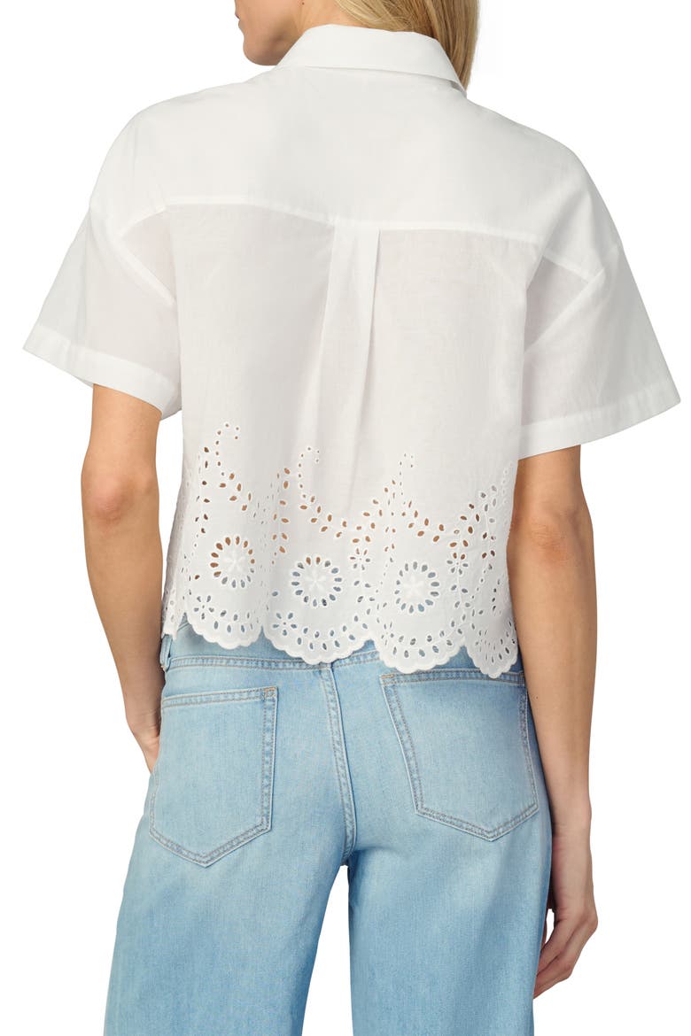 The Eyelet Short Sleeve Crop Shirt, Alternate, color, WHITE