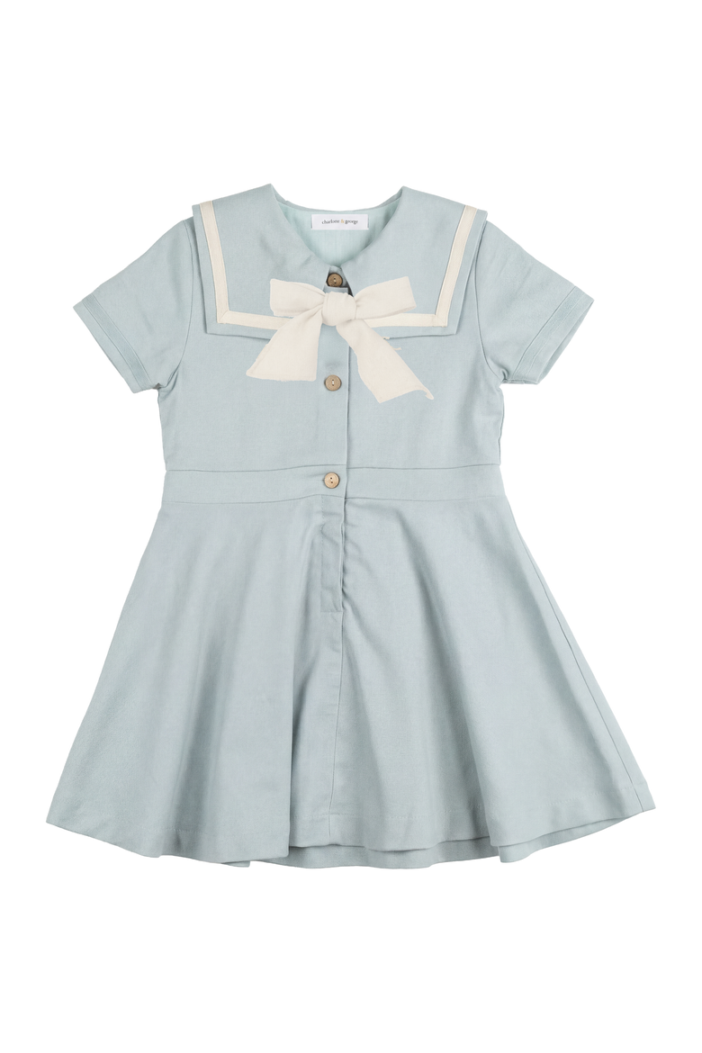 Sailor Collar A-Line Dress, Main, color, Dusty Blue