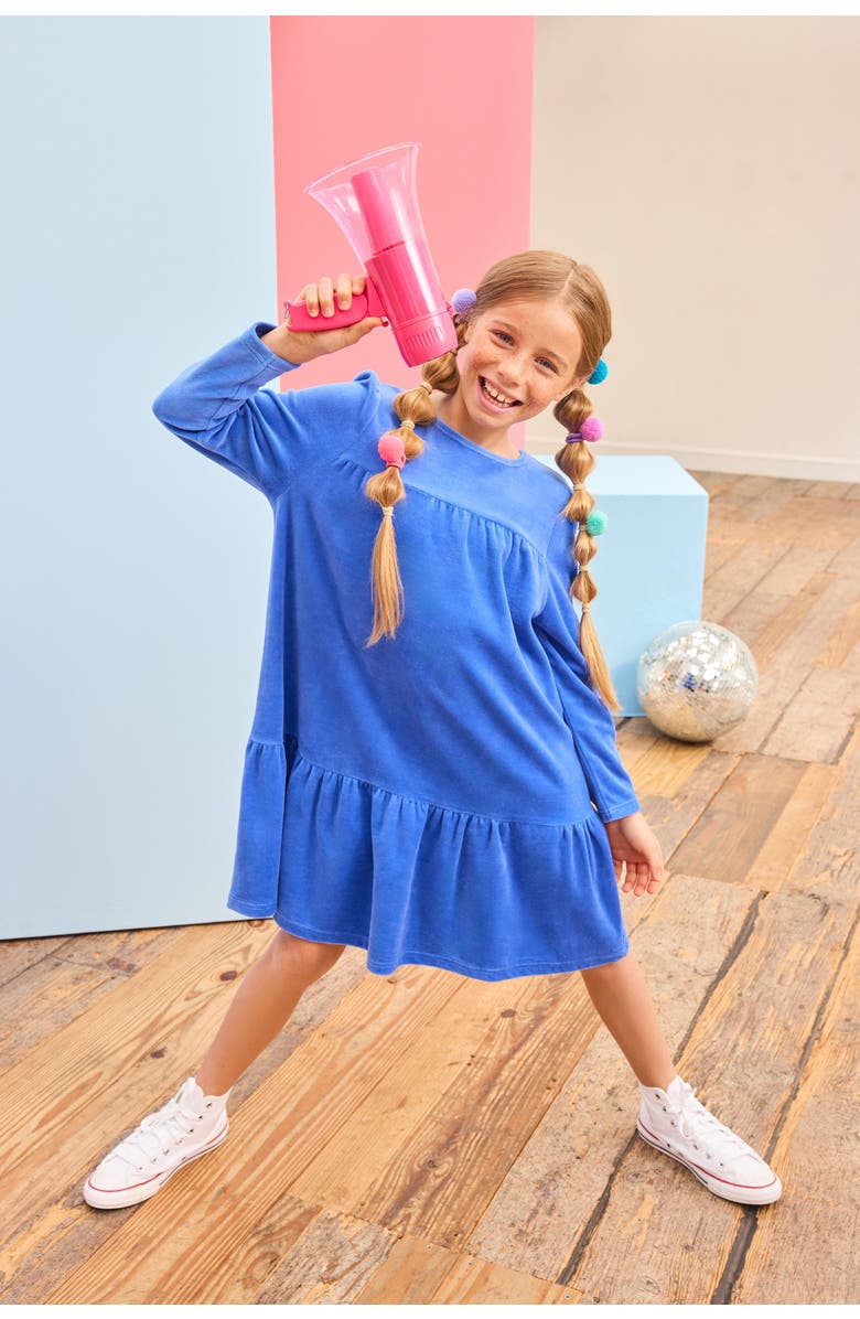 BISBY Kids' Velour Lisle Dress, Alternate, color, Regent's Blue