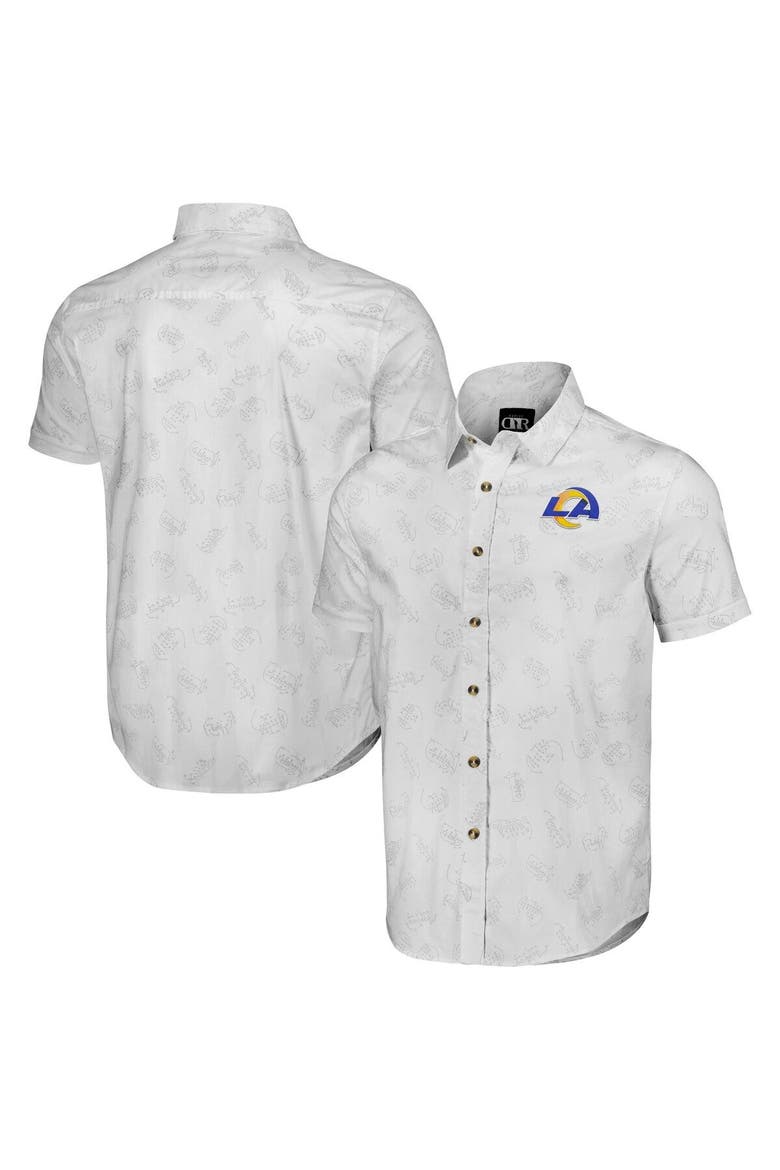 Men's NFL x Darius Rucker Collection by Fanatics White Los Angeles Rams Woven Short Sleeve Button Up Shirt, Main, color, White