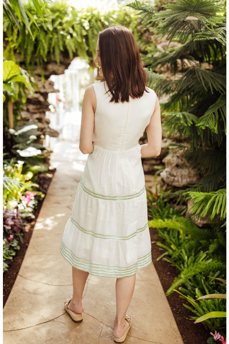 Saloni Tiered Midi Dress, Alternate, color, Off-White