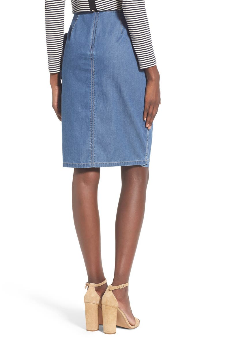 Tie Front Chambray Skirt, Alternate, color, BLUE REFINED CHAMBRAY