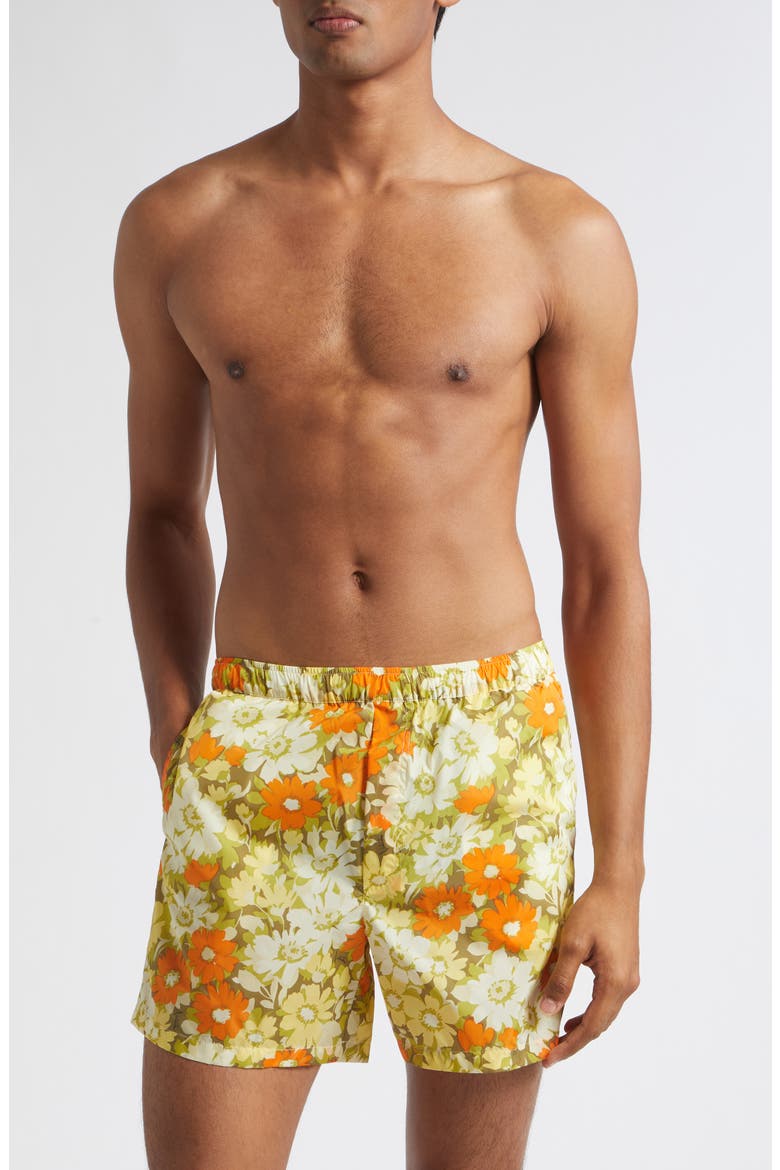 Floral Swim Trucks, Main, color, YELLOW MULTI