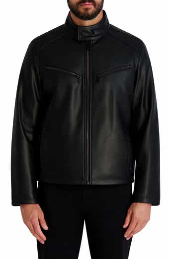 KARL LAGERFELD PARIS Faux Leather Racer Jacket