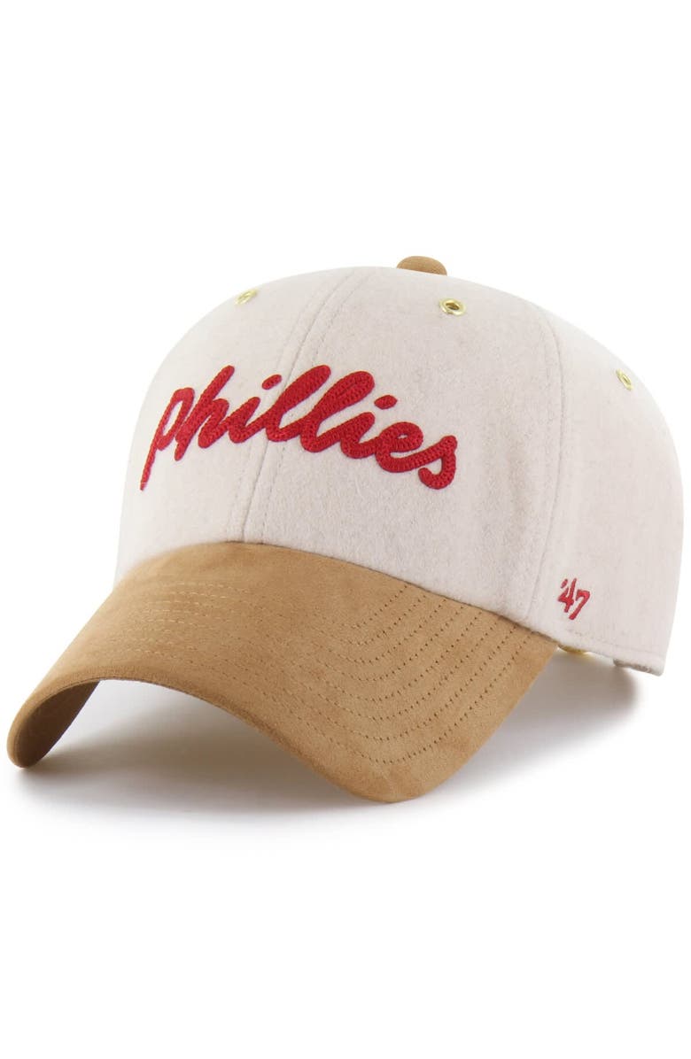 Stoney Clover Lane X '47 Men's '47 x Stoney Clover Lane  Natural/Tan Philadelphia Phillies Script Charm Clean Up Adjustable Hat, Alternate, color, Natural