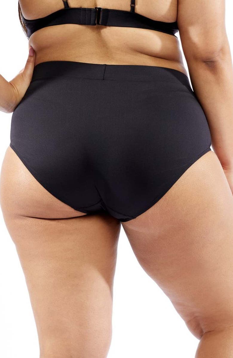 TomboyX High Waist Hipster Bikini Bottoms, Alternate, color, Black