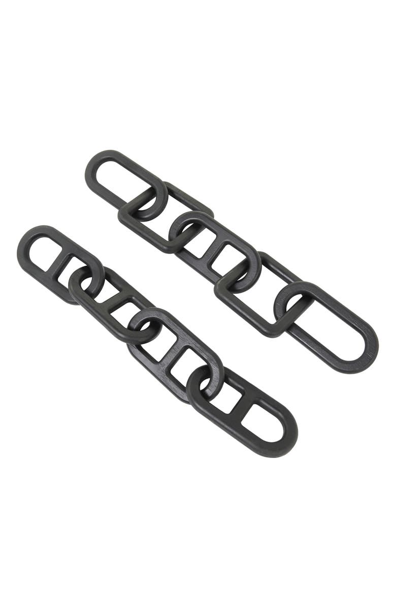 UMA Set of 2 Wooden Chain Link Sculptures, Alternate, color, Black