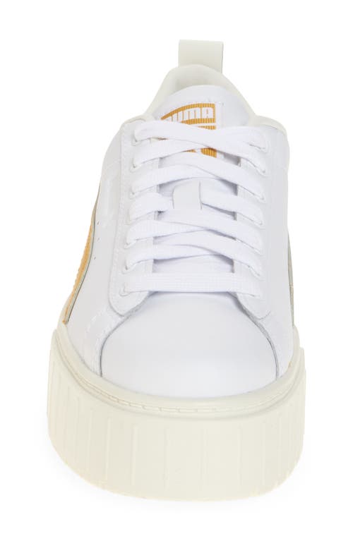 Puma Mayze Classic Platform Sneaker In White-archive Gold