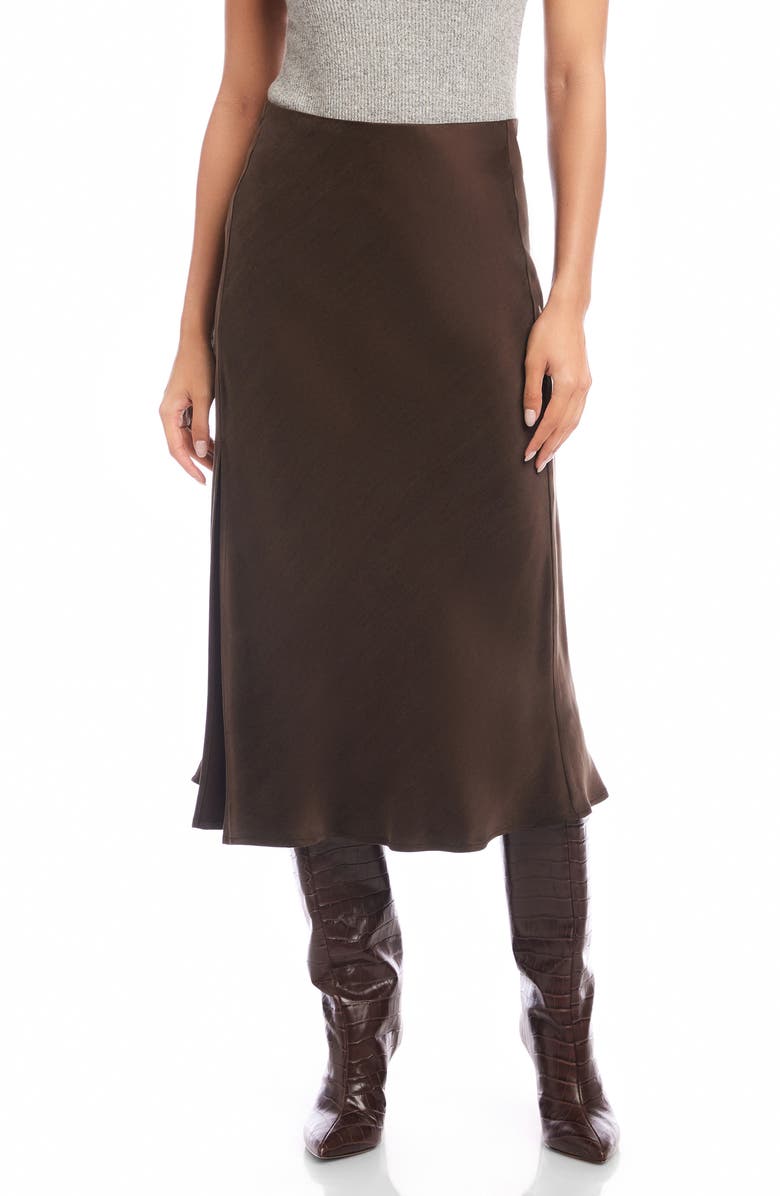 FIFTEEN TWENTY Brielle Side Slit Midi Skirt, Main, color, Brown