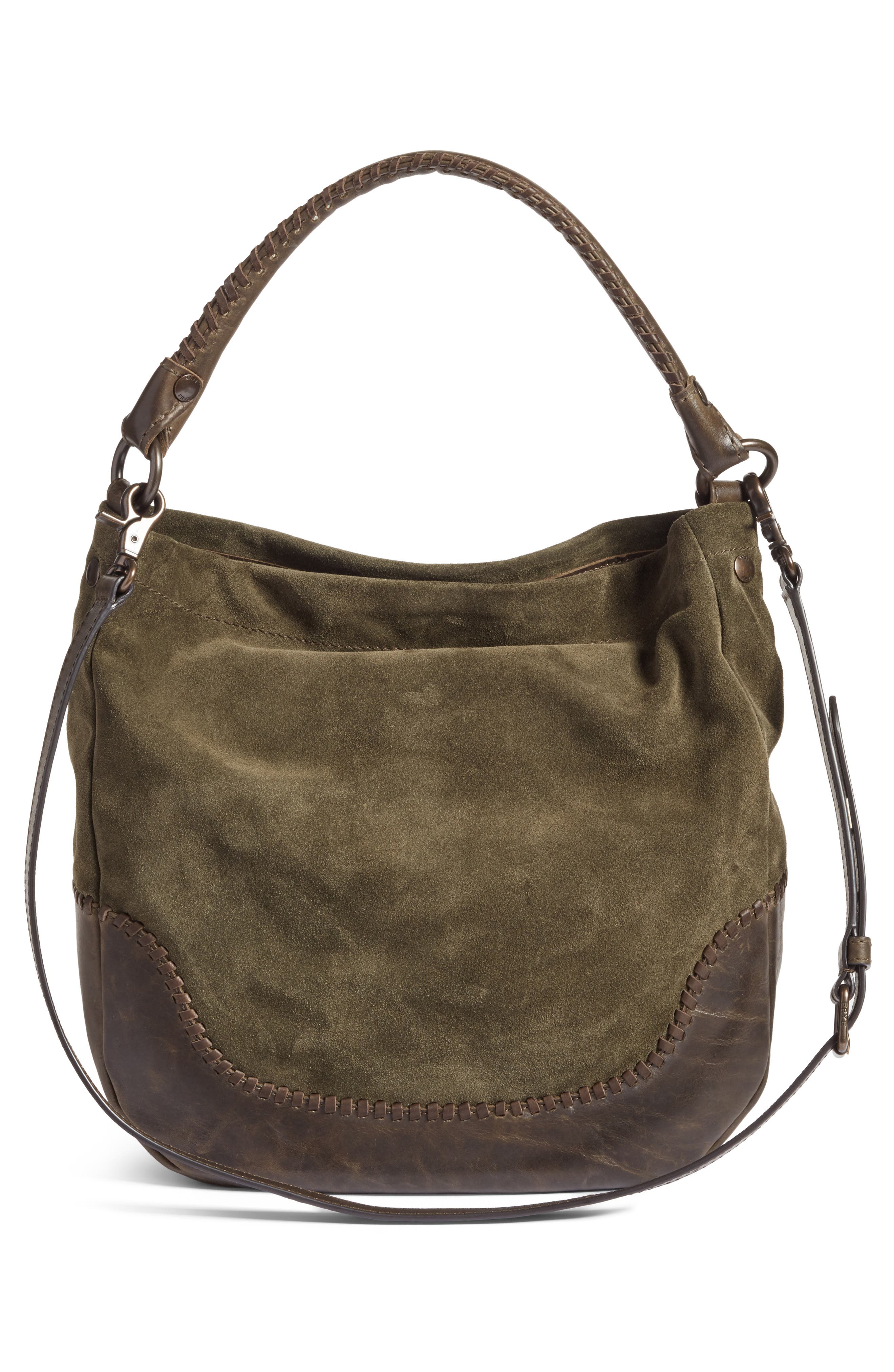 Frye Melissa Suede & Whipstitch Leather Hobo, Alternate, color, 