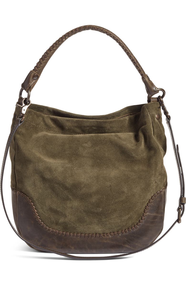 Frye Melissa Suede & Whipstitch Leather Hobo, Alternate, color,