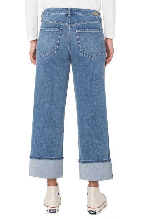 Liverpool Los Angeles Morgan High Waist Cuffed Wide Leg Jeans In Blue