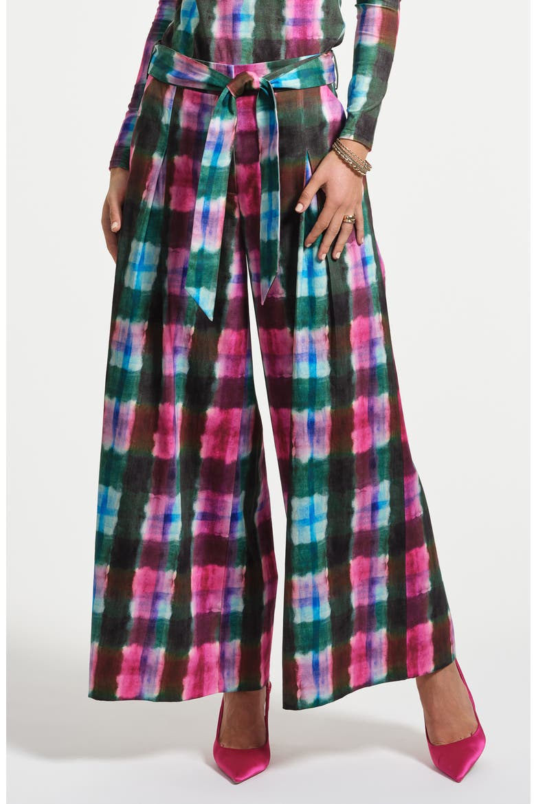 Belted Palazzo Pants, Main, color, WATERCOLOR TARTAN