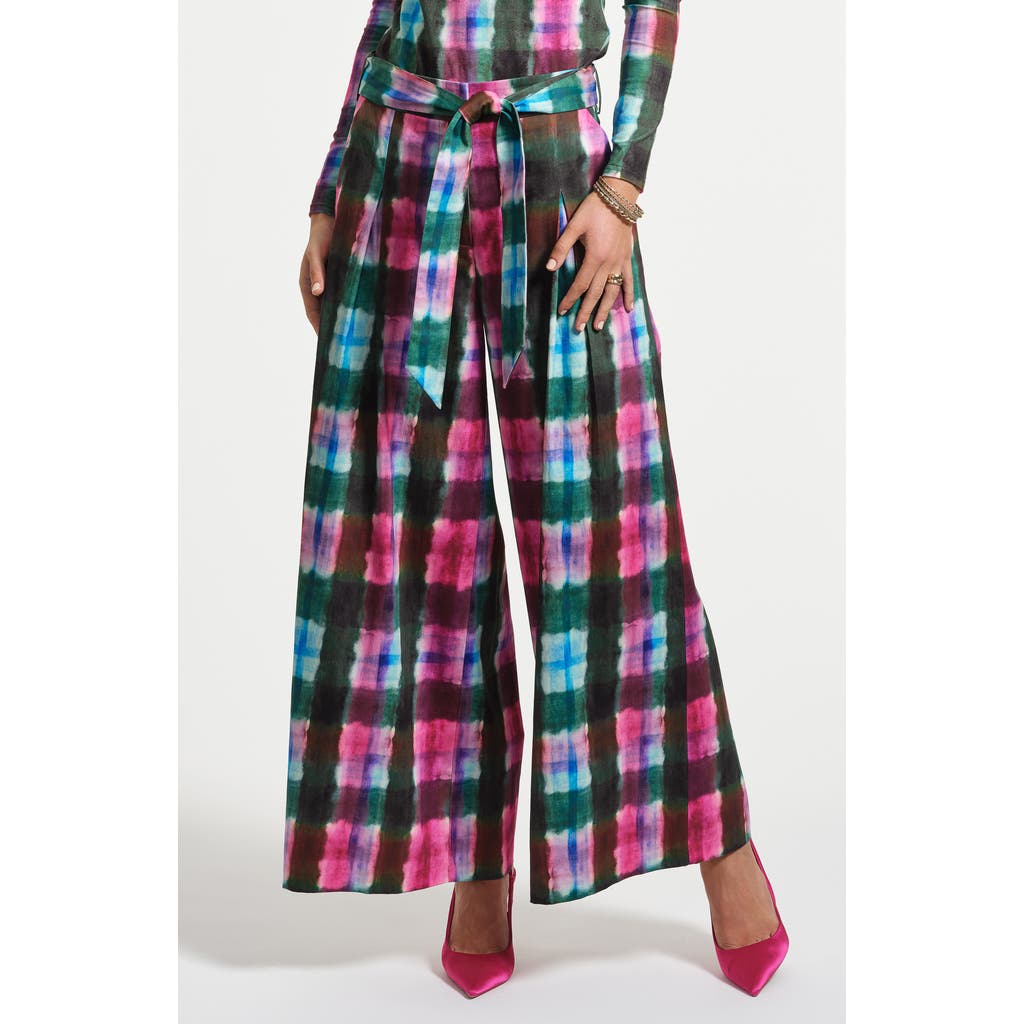 Isaac Mizrahi New York Belted Palazzo Pants in Watercolor Tartan  product