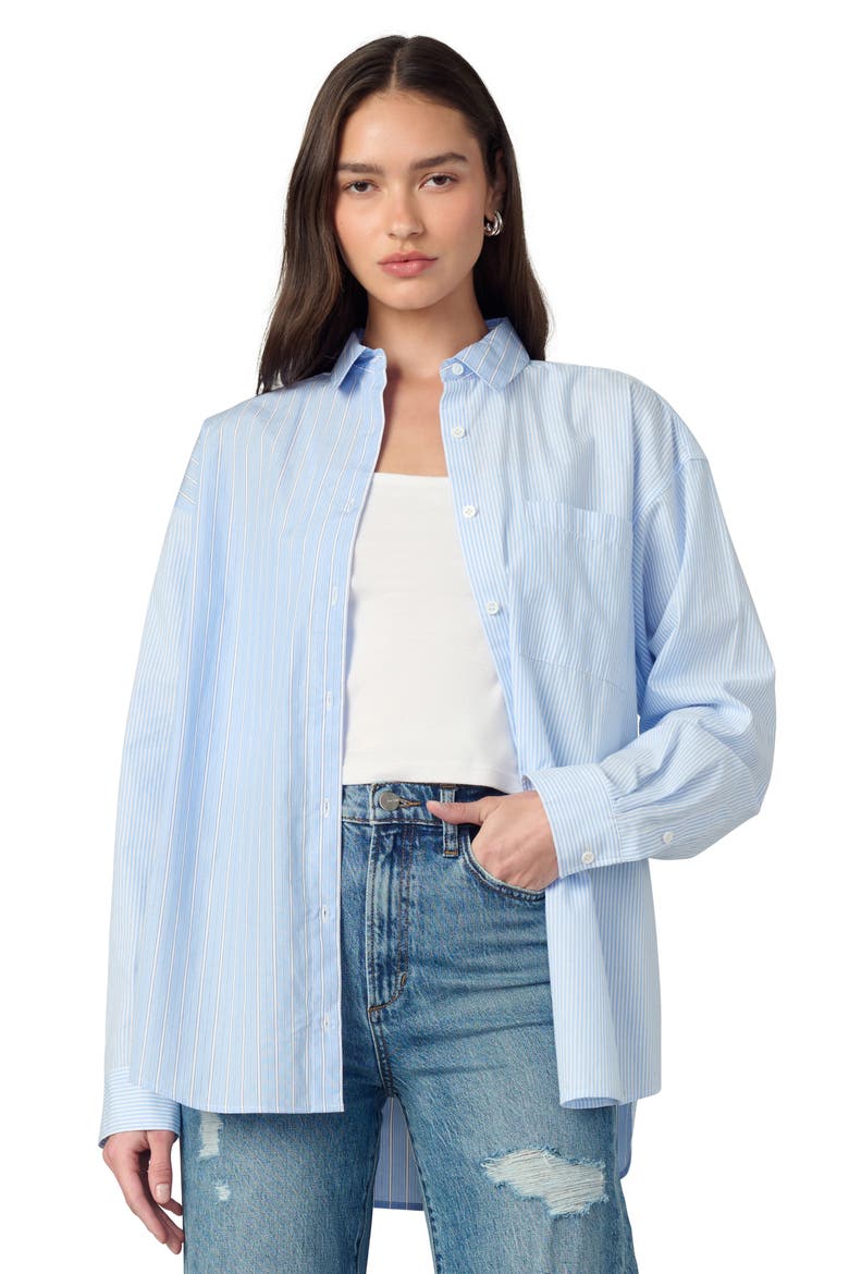 Relaxed Fit Stripe Button-Down Shirt, Alternate, color, BLUE/ WHITE STRIPE